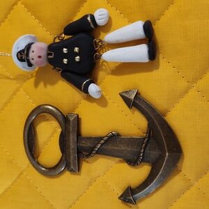 Nautical Anchor Bottle Opener -Metal With Ornament Of Sailor Buddy Anchors Away